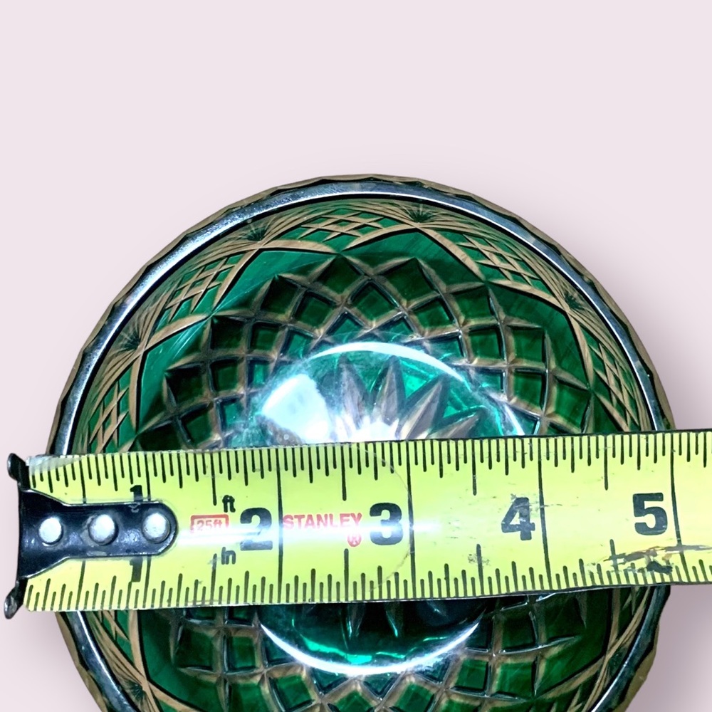 🚩SOLD🚩 Antique Bohemian Czech Emerald Cut Clear to Crystal Bohemian Glass Bowl - Picture 13 of 14